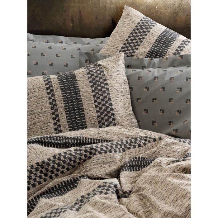 Bedding set - 1 duvet cover 220 x 240 cm + 2 pillowcases 60 x 60 cm - 100% cotton - Brown