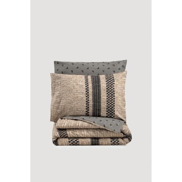 Bedding set - 1 duvet cover 220 x 240 cm + 2 pillowcases 60 x 60 cm - 100% cotton - Brown