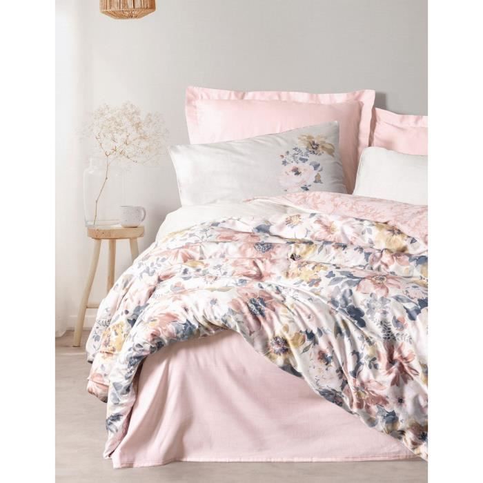 Bedding set - 1 duvet cover 220 x 240 cm + 2 pillowcases 60 x 60 cm - 100% cotton satin - Powder