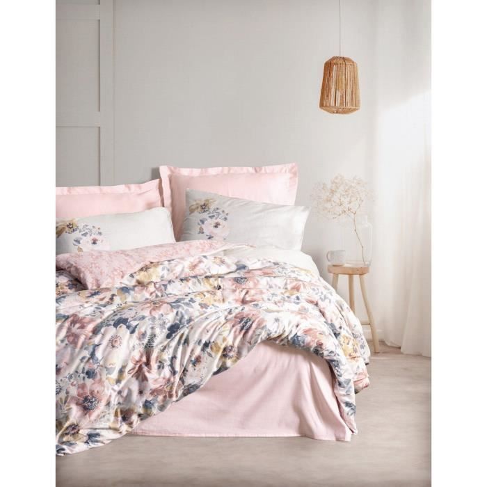 Bedding set - 1 duvet cover 220 x 240 cm + 2 pillowcases 60 x 60 cm - 100% cotton satin - Powder