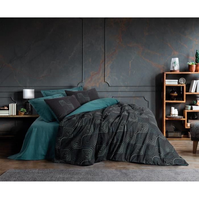 Bedding set - 1 duvet cover 220 x 240 cm + 2 pillowcases 60 x 60 cm - 100% cotton - Blue