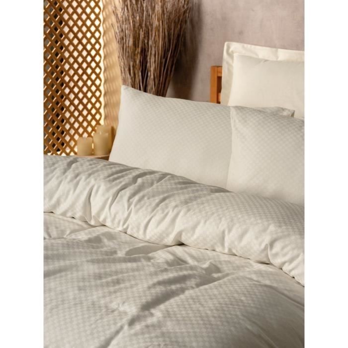 Bedding set - 1 duvet cover 220 x 240 cm + 2 pillowcases 60 x 60 cm - 100% cotton - Cream