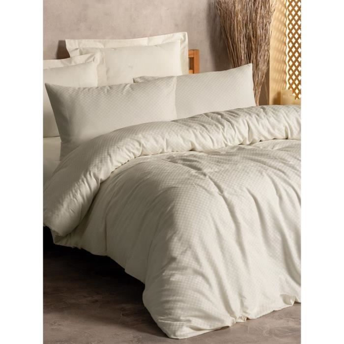 Bedding set - 1 duvet cover 220 x 240 cm + 2 pillowcases 60 x 60 cm - 100% cotton - Cream