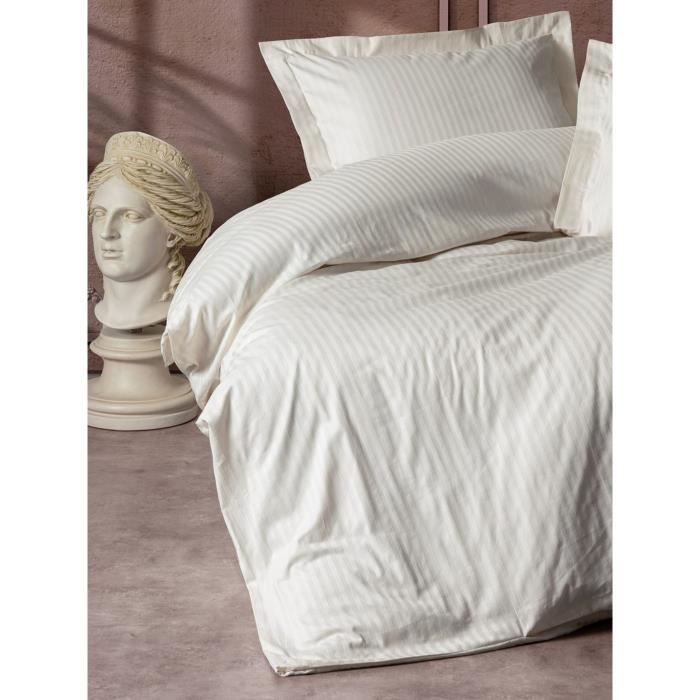 Bedding set - 1 duvet cover 220 x 240 cm + 2 pillowcases 60 x 60 cm - 100% cotton satin - Ecru
