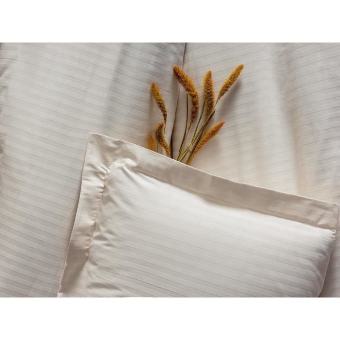Bedding set - 1 duvet cover 220 x 240 cm + 2 pillowcases 60 x 60 cm - 100% cotton satin - Ecru