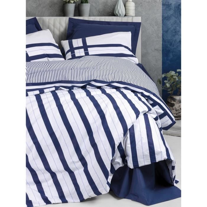 Bedding set - 1 duvet cover 220 x 240 cm + 2 pillowcases 60 x 60 cm - 100% cotton - Blue