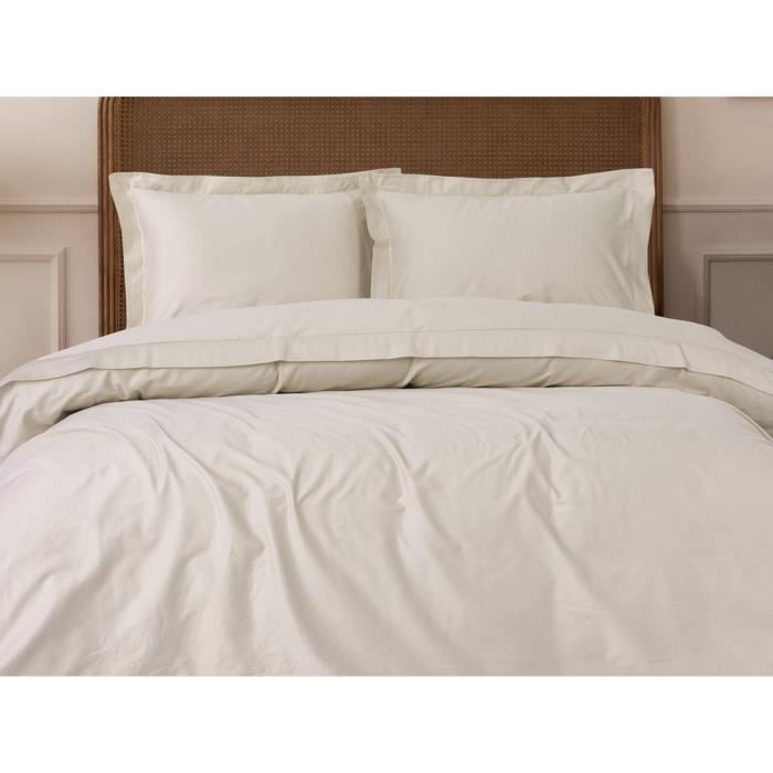 Bedding set - 1 duvet cover 220 x 240 cm + 2 pillowcases 60 x 60 cm - 100% cotton satin - Beige
