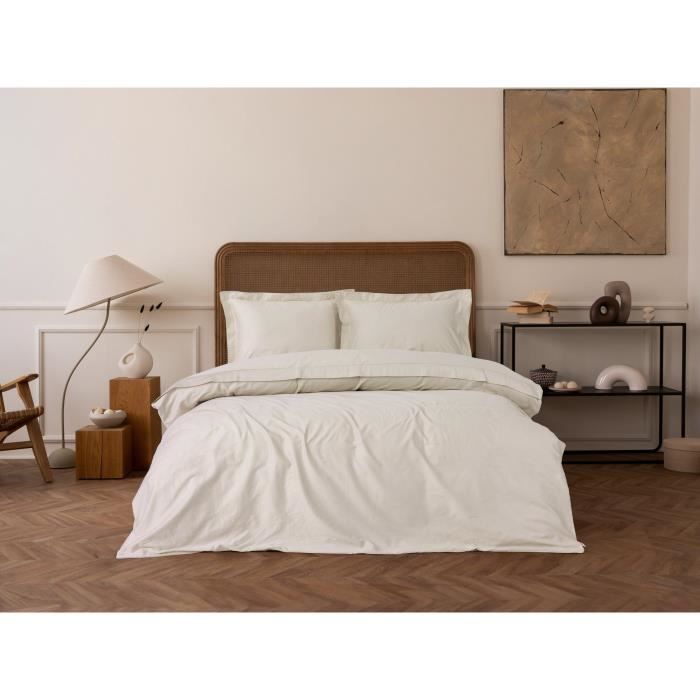 Bedding set - 1 duvet cover 220 x 240 cm + 2 pillowcases 60 x 60 cm - 100% cotton satin - Beige