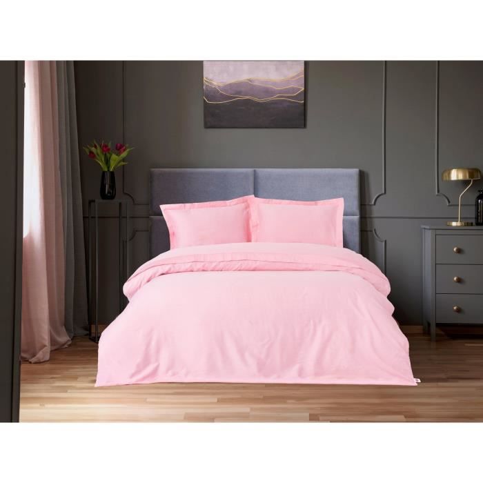 Bedding set - 1 duvet cover 220 x 240 cm + 2 pillowcases 60 x 60 cm - 100% cotton satin - Pink