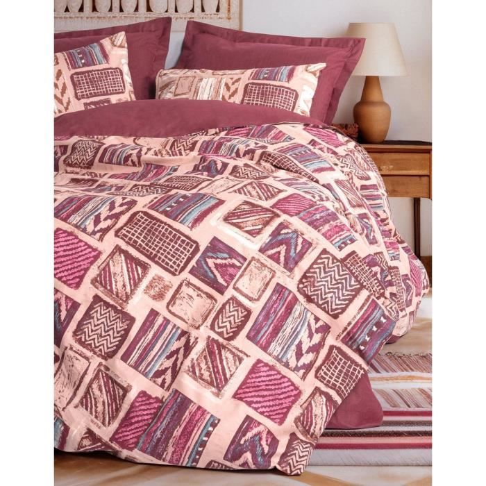 Bedding set - 1 duvet cover 220 x 240 cm + 2 pillowcases 60 x 60 cm - 100% cotton - Red