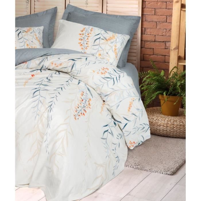 Bedding set - 1 duvet cover 220 x 240 cm + 2 pillowcases 60 x 60 cm - 100% cotton - Blue