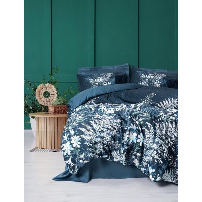 Bedding set - 1 duvet cover 220 x 240 cm + 2 pillowcases 60 x 60 cm - 100% cotton satin - Green
