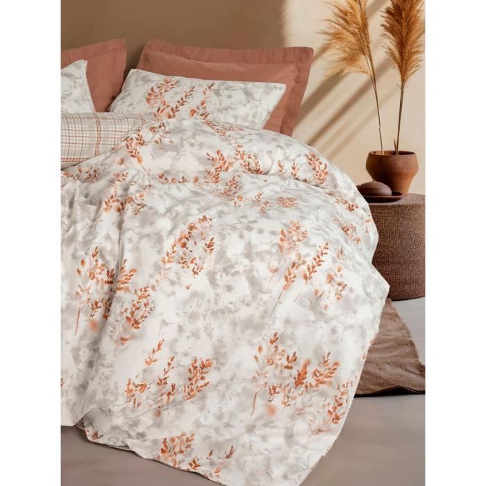 Bedding set - 1 duvet cover 220 x 240 cm + 2 pillowcases 60 x 60 cm - 100% cotton - Cinnamon