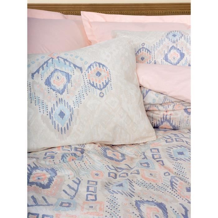 Bedding set - 1 duvet cover 220 x 240 cm + 2 pillowcases 60 x 60 cm - 100% cotton - Salmon