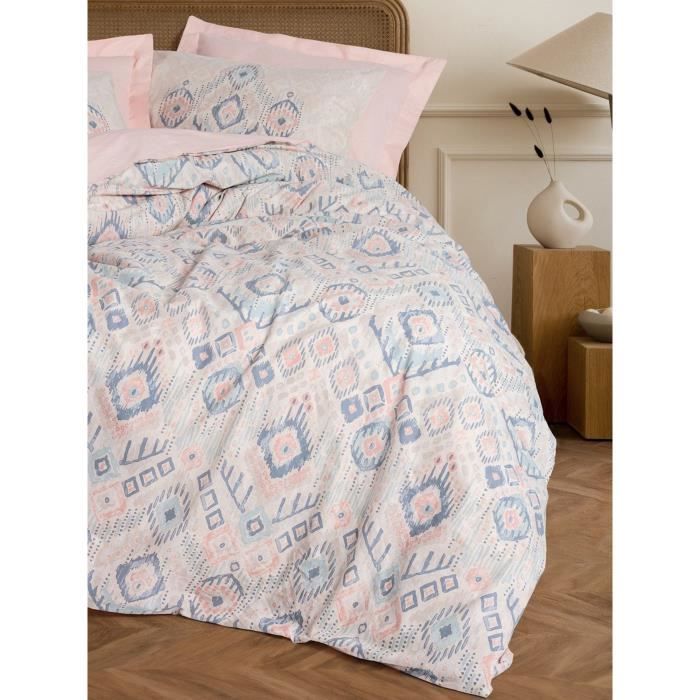 Bedding set - 1 duvet cover 220 x 240 cm + 2 pillowcases 60 x 60 cm - 100% cotton - Salmon