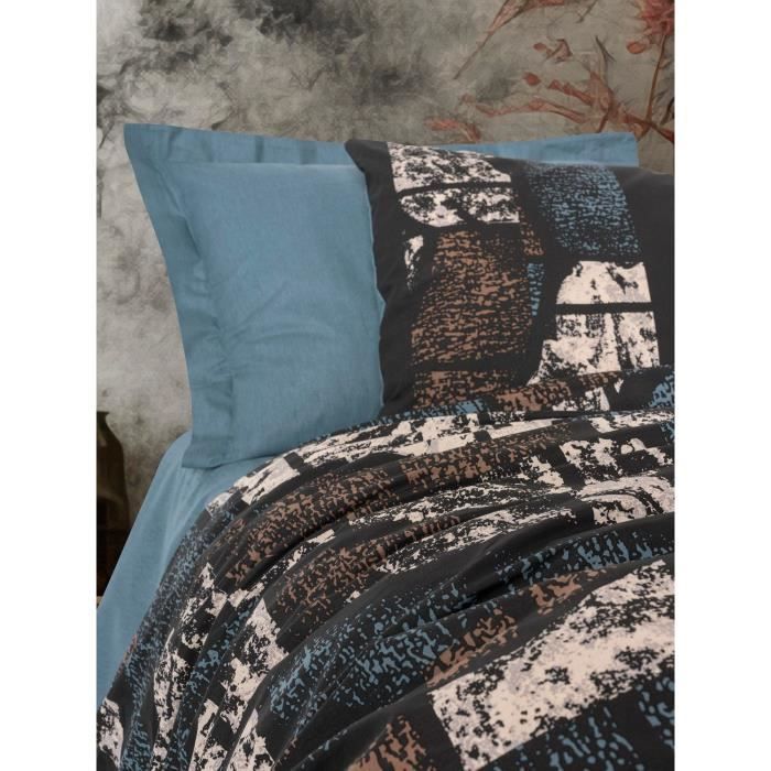 Bedding set - 1 duvet cover 220 x 240 cm + 2 pillowcases 60 x 60 cm - 100% cotton - Green