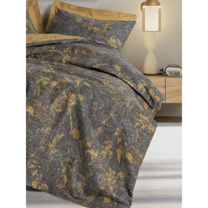 Bedding set - 1 duvet cover 220 x 240 cm + 2 pillowcases 60 x 60 cm - 100% cotton - Mustard