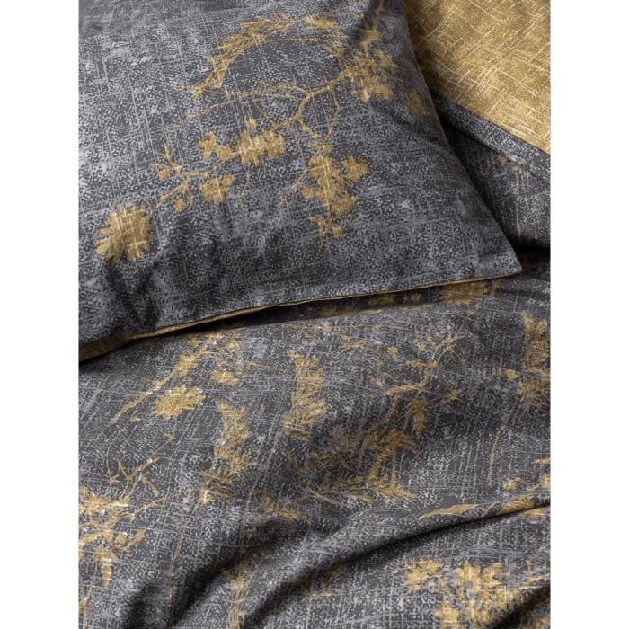 Bedding set - 1 duvet cover 220 x 240 cm + 2 pillowcases 60 x 60 cm - 100% cotton - Mustard