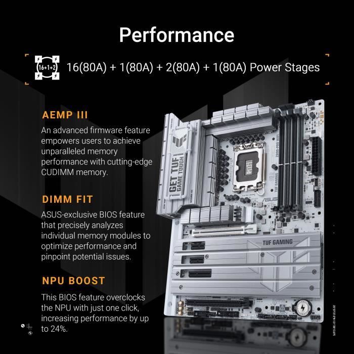 Motherboard - ASUS - TUF GAMING Z890-PRO WIFI - Socket LGA1851 - DDR5 - Integrated Wi-Fi