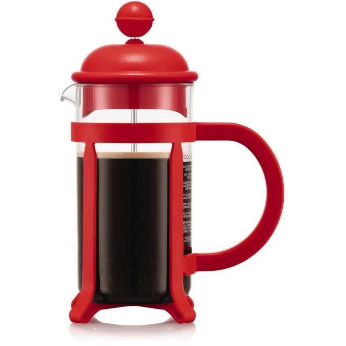 French Press Coffee Maker - BODUM - Java - Plastic Frame and Lid - 3 Cups - 0.35 L - Red