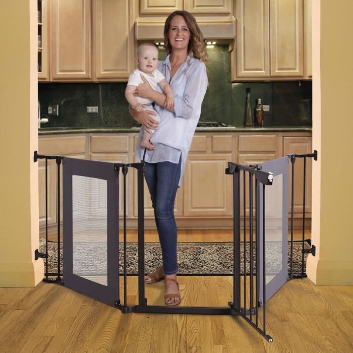 Safety barrier - DREAMBABY - DENVER - 3 panels - 85.5-200 x 74 cm - Bidirectional - Black