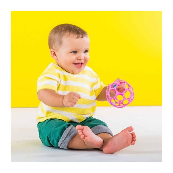 BRIGHT STARS Oball Easy-Grip Rattle BPA-Free Infant Toy in Pink, for Newborns +