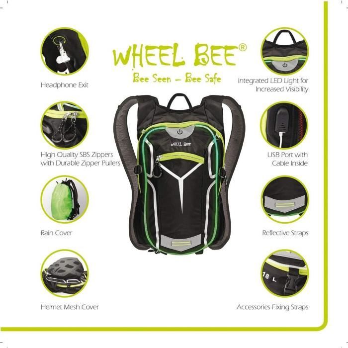 Backpack - Bike - SCHILDKRÖT - LED + USB port + Headphone output included