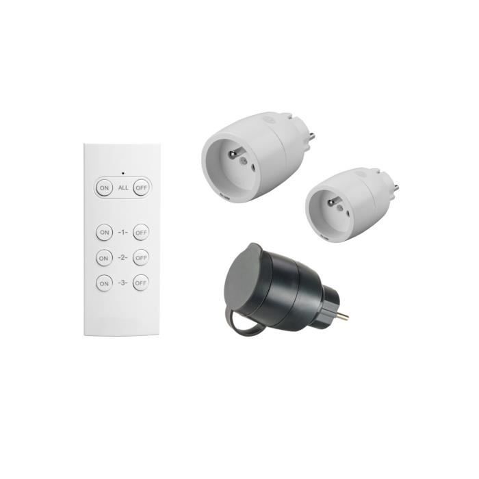 Kit 3 mini remote-controlled sockets + Remote control - GAO - 230 V - White