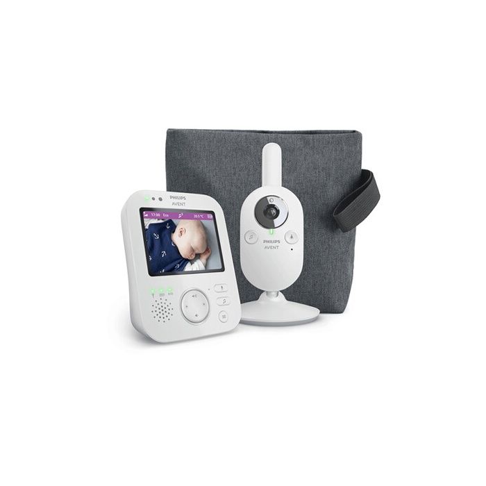 SCD892/26 Video Baby Monitor 300 meter range / 3.5' color screen with 2x zoom / Lullabies - Night light - Temperature - Eco mode
