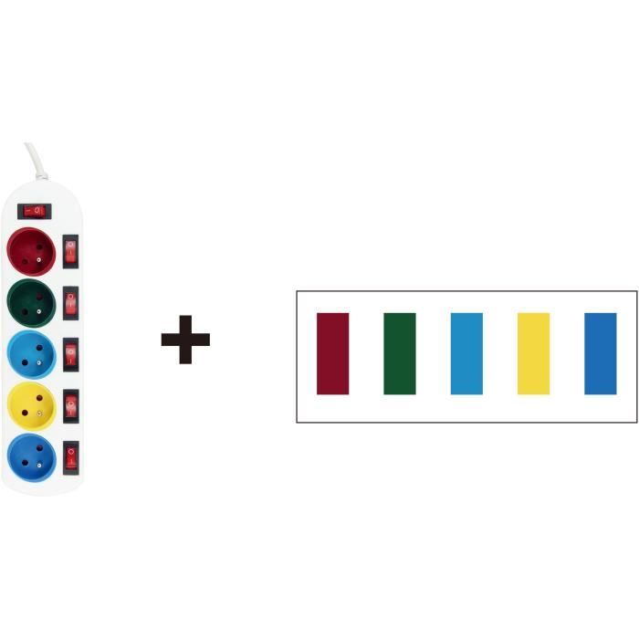 Power strip - GAO - 5 sockets - With switches, 16A, 230V