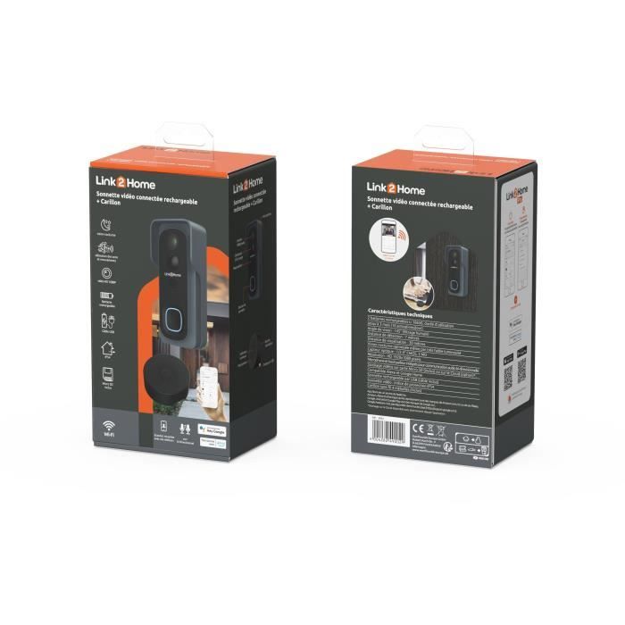 Connected Doorbell Kit - LINK2HOME - Wi-Fi - Two-way Audio - Wireless Chime - 8 GB SD