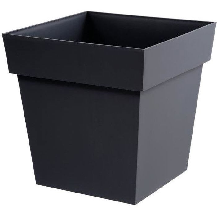 EDA Tuscan square flower pot - 39 x 39 x H 39 cm - 38 l - Anthracite gray