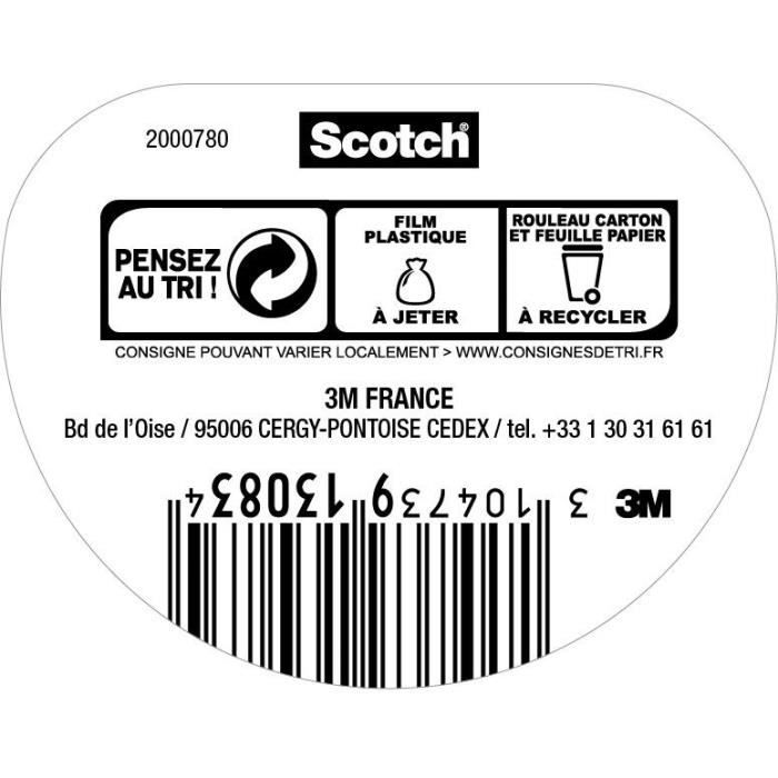 3M SCOTCH Double-face - 20 m x 50 mm - Surface lisse