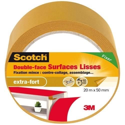 3M SCOTCH Double-face - 20 m x 50 mm - Surface lisse