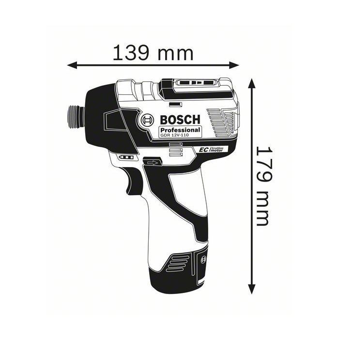 Bosch Professional GDR 12V-110 impact driver + 2 3.0Ah batteries in L-BOXX - 06019E0005