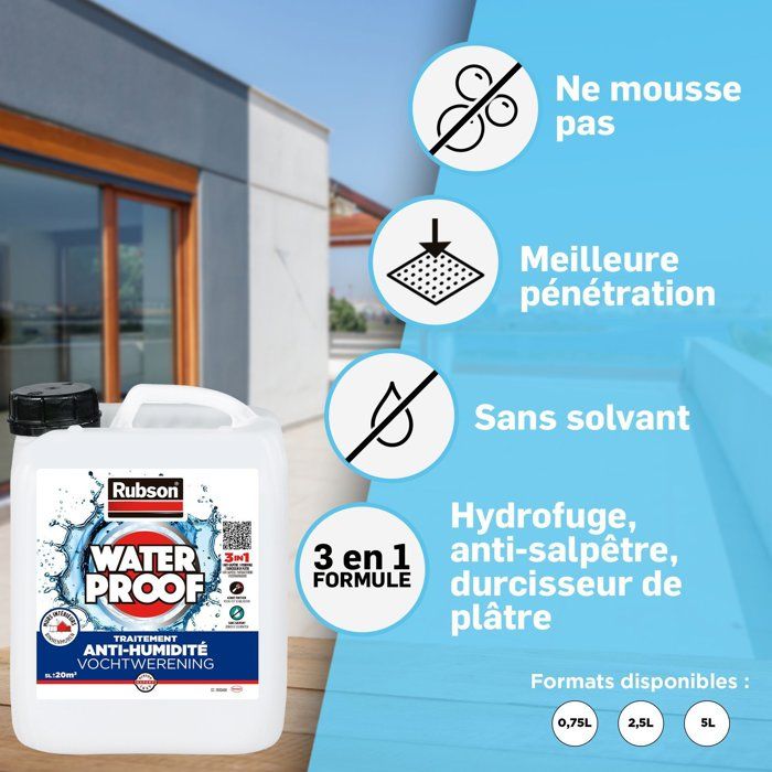 RUBSON Waterproofing treatment walls Wet interior colorless 2.5 L