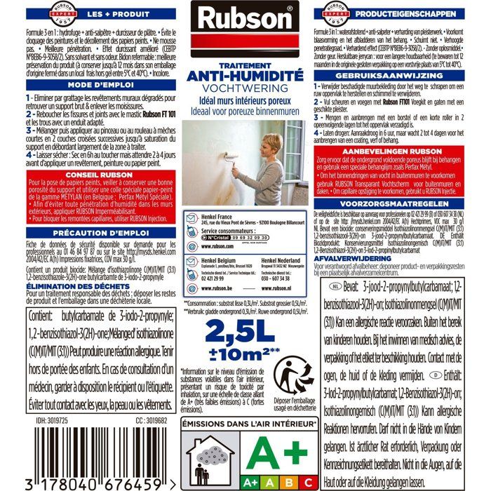 RUBSON Waterproofing treatment walls Wet interior colorless 2.5 L
