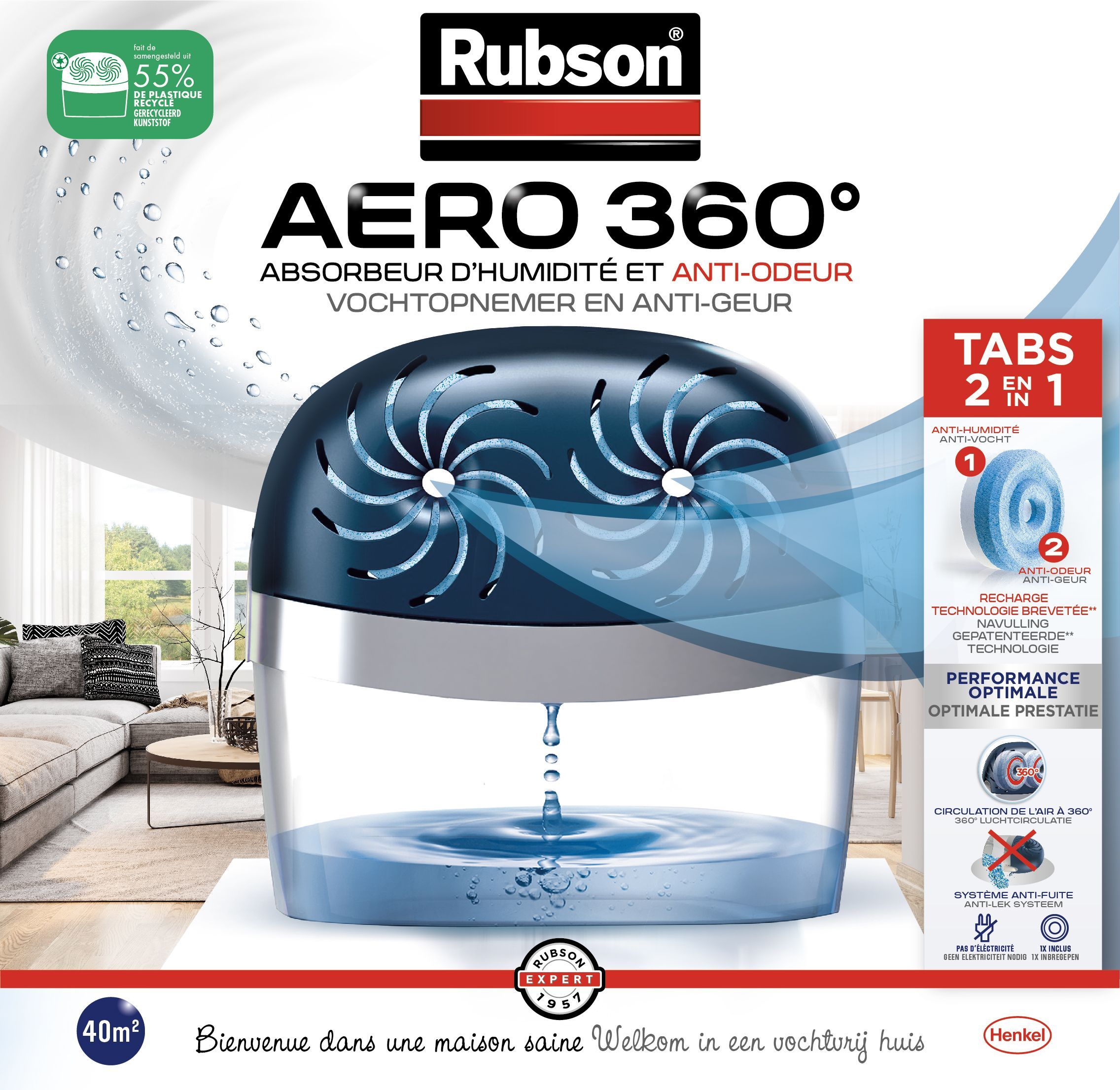 AERO moisture absorber 360 ° 40m² - RUBSON