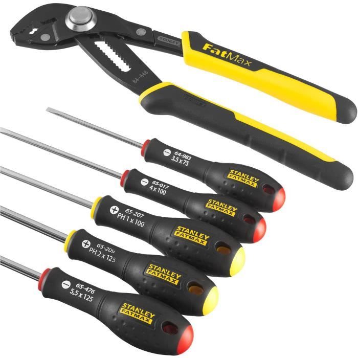 6 Piece Tool Set - - STANLEY FATMAX - FMHT0-62639 - 250mm Locking Multi-Grip Pliers + Electrician's Screwdriver + Phillips