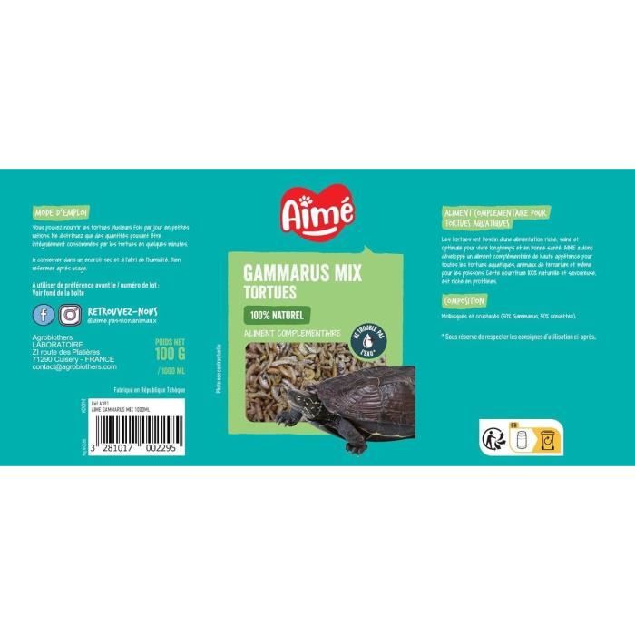 AIME Main food Gammarus shrimps - For turtles - 1l