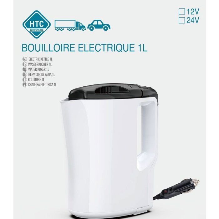 Electric Kettle 24V 1 Liter 250W White and Blue