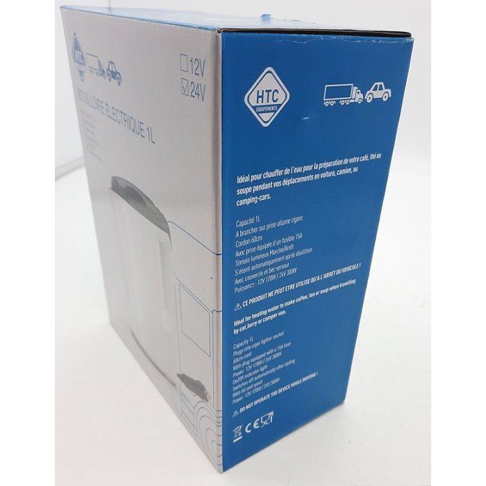 Electric Kettle 24V 1 Liter 250W White and Blue