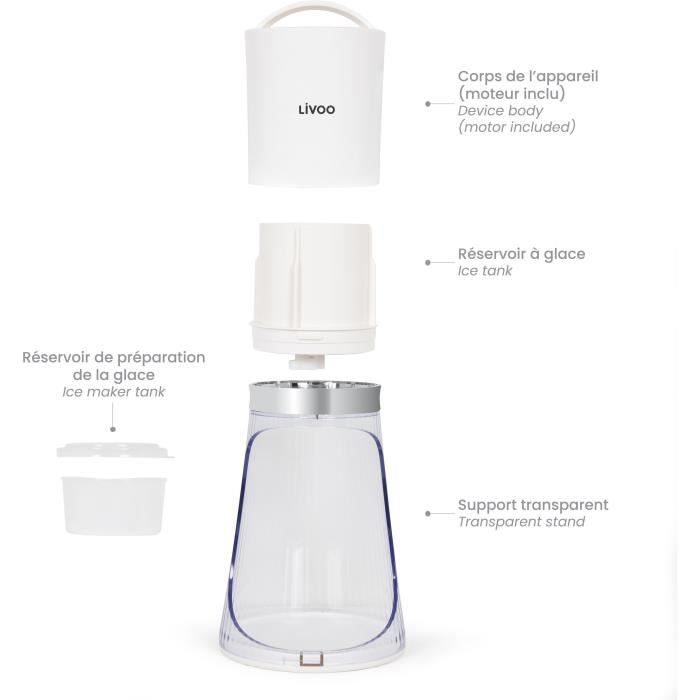 Ice Crusher - LIVOO - DOM462 - 150 mL - 2 Sizes - Automatic Start-up - Reservoir - Stainless Steel Blade