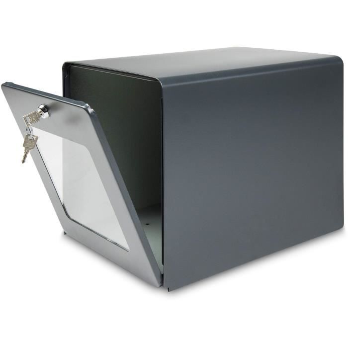 BURG WACHTER Galvanized Seaside Letterbox - Glass Back Door - Anthracite Gray