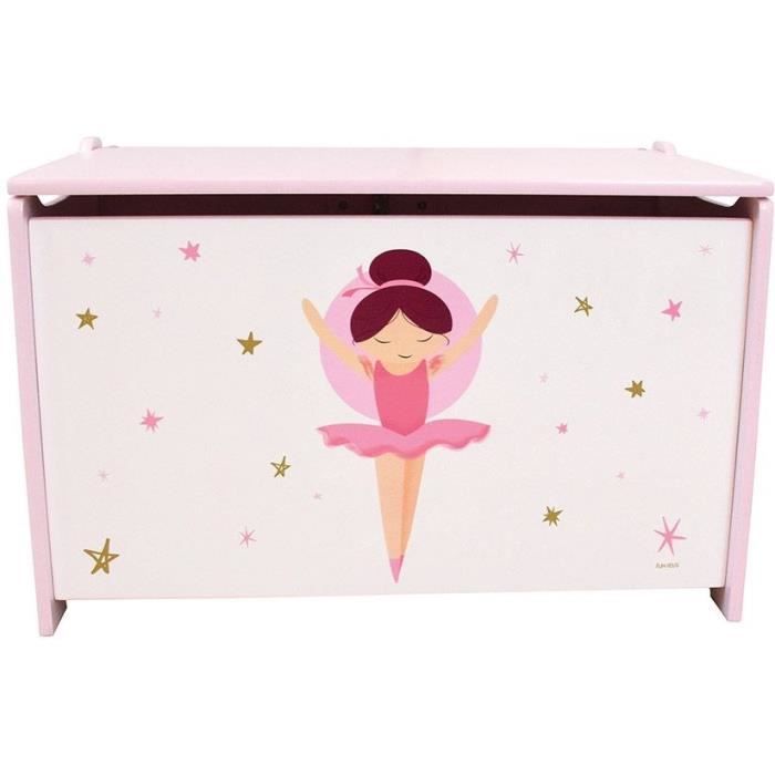 Wooden toy box - ballerina dancer - Fun House - H.40 x L.58 x D.36 cm