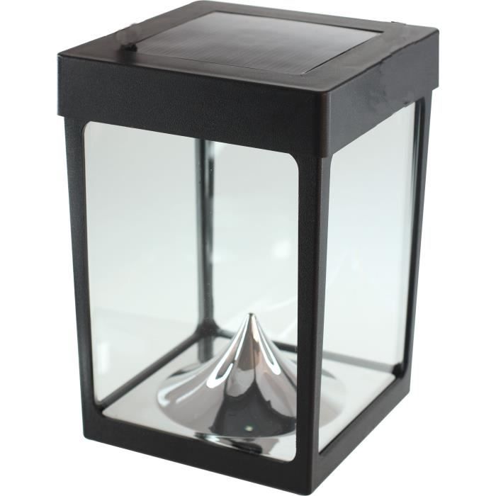 Mini solar tabletop tealight holder - Glass walls - Black