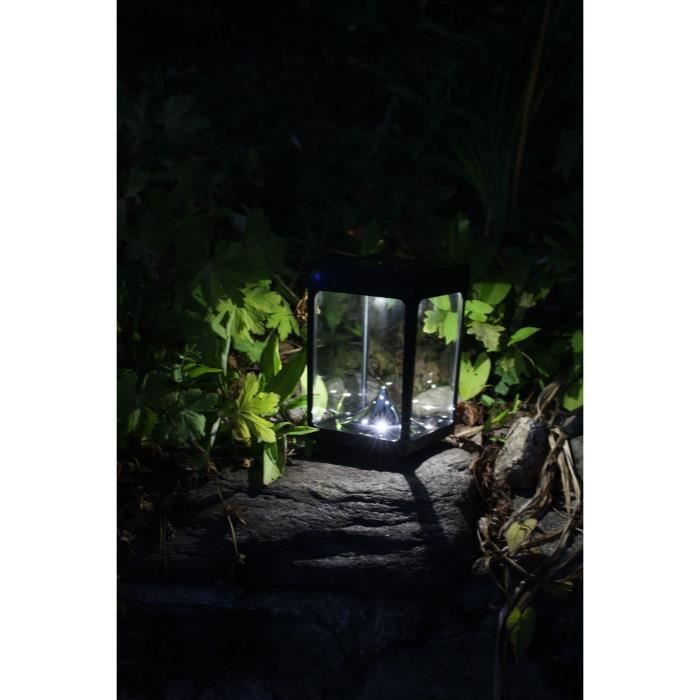 Mini solar tabletop tealight holder - Glass walls - Black