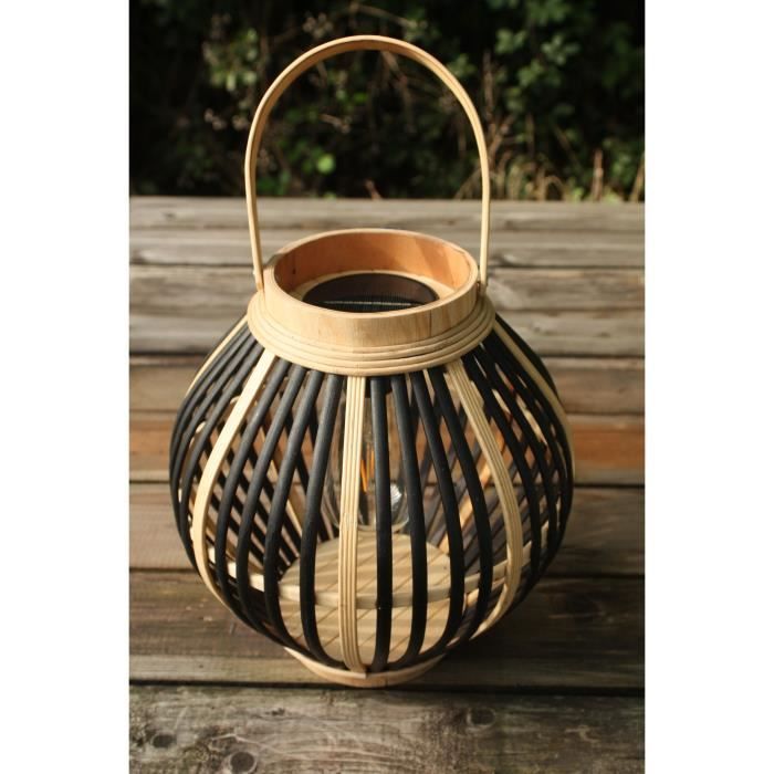 Bamboo solar lamp - Olivie - Black