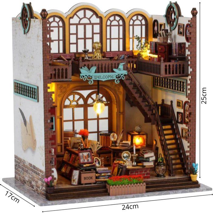 Book Nook - DIY 3D Bookend Model Building Kit - Creanook Bookshelf - 24 x 17 x 25 cm