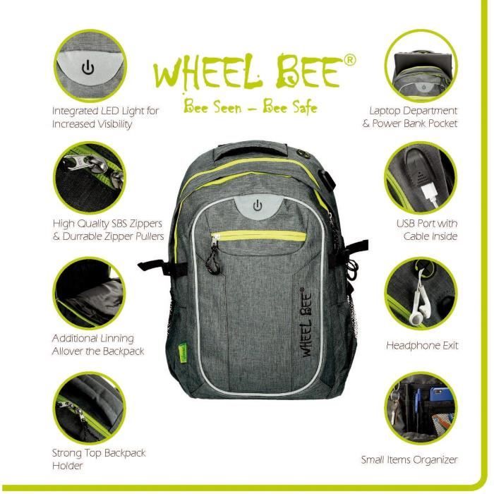 Wheel Bee Revolution Kids Backpack, 46 cm, 30 liters, Grey - 950022